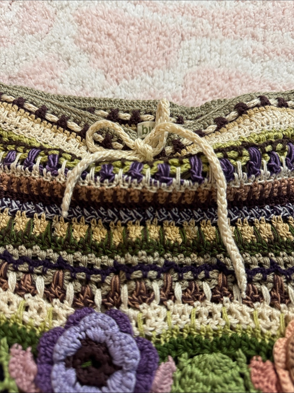 By and the duck Handmade Crochet Floral Mini Skirt - Multicolor w/ florals - Picture 3 of 8
